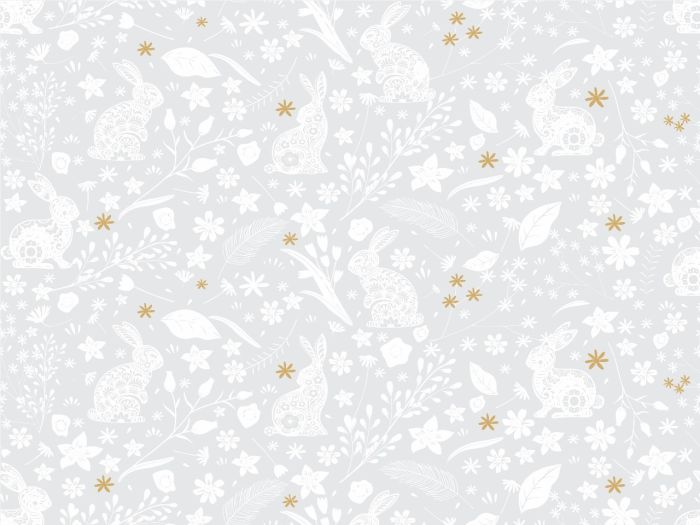 Coelho Branco e Metalizado Dourado - Vidro 1