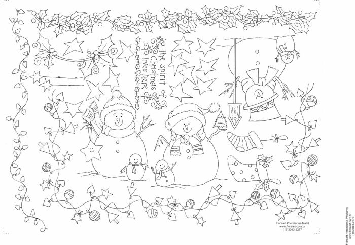 Decalque Contorno Boneco de Neve -  Canetado Sépia 1