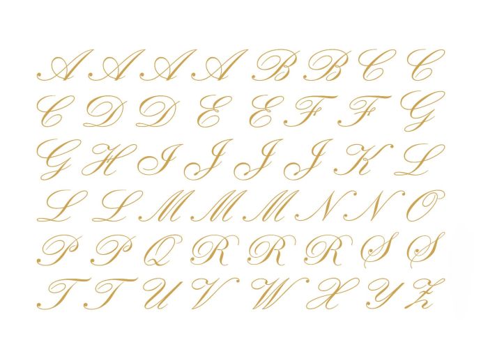 Alfabeto - Letra Cursiva em Ouro para Porcelana - Grande 1