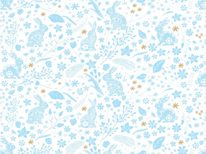 Coelho Azul e Metalizado Dourado - Vidro 1