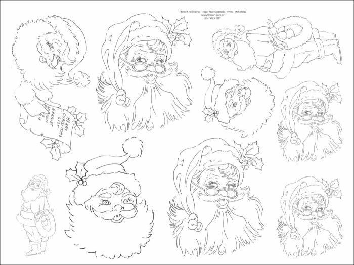 Decalque Contorno Papai Noel Canetado - Preto 1