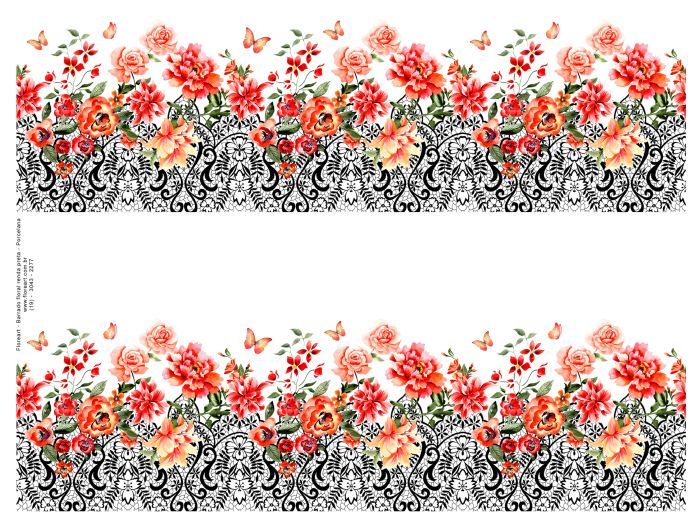 Barrado Floral Renda Preta - Porcelana 1