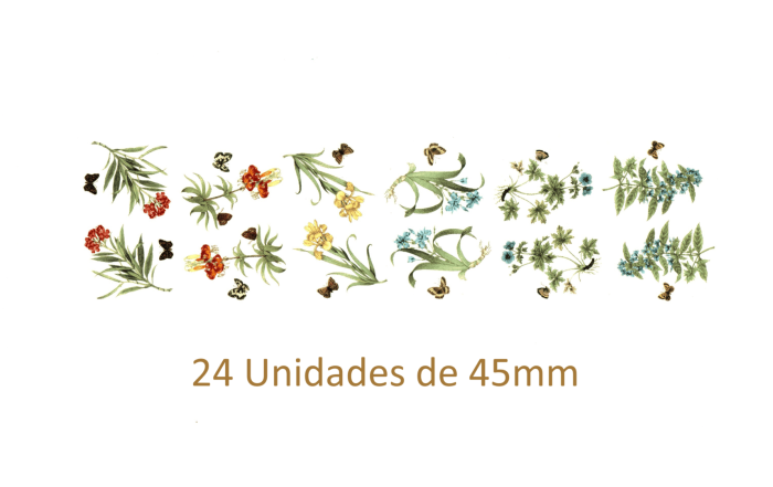 Decalques Flores Botânicas - 45mm x 24un 1