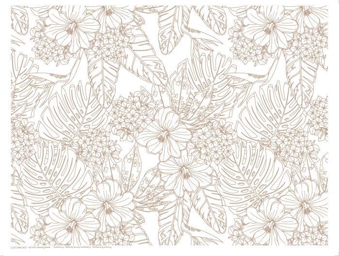 Decalque Contorno Folhagens Sépia Esverdeado 1