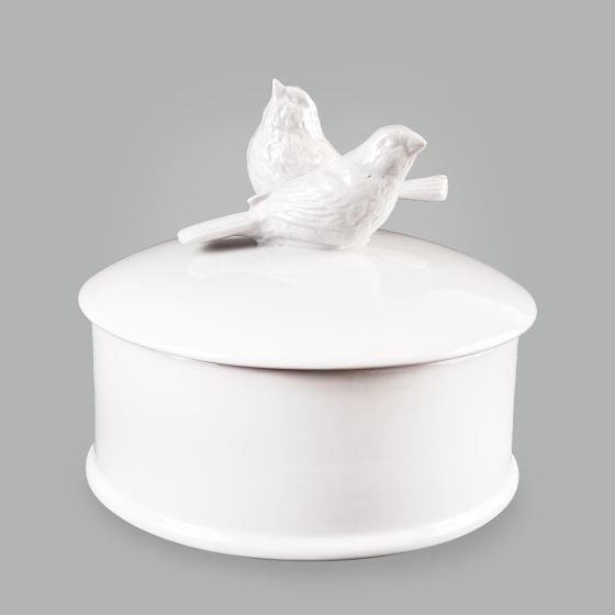 Caixa Porta Joia Redonda com Dois Pássaros 1