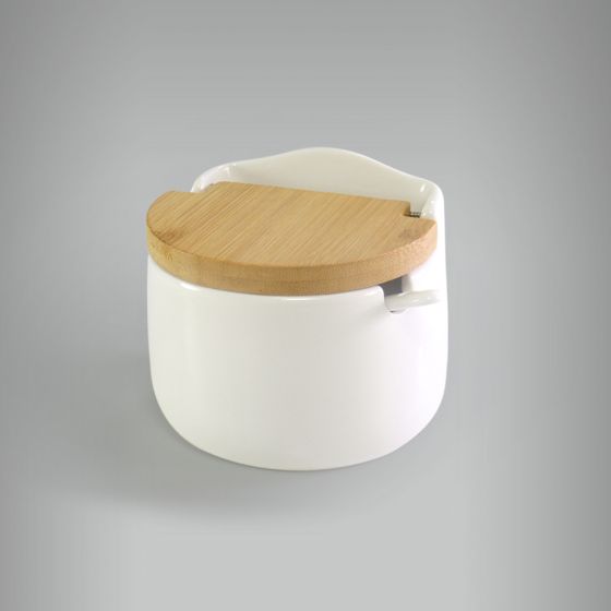 Saleiro Redondo com Tampa de Madeira e Colher Bianco 1