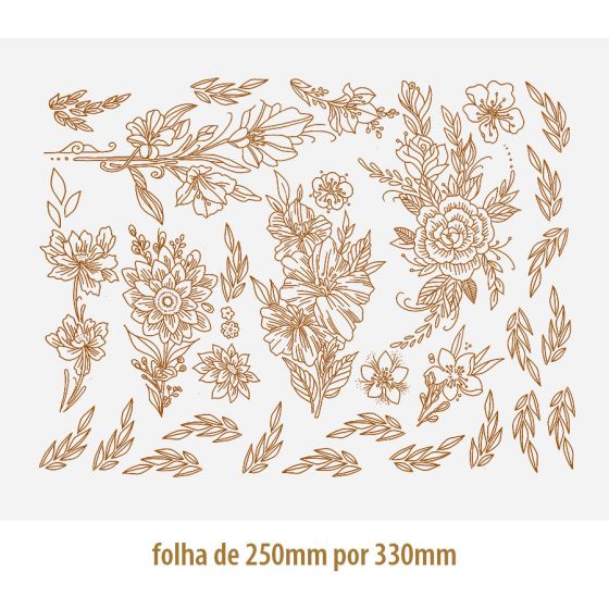 Decalque Contorno Flores Variadas 1