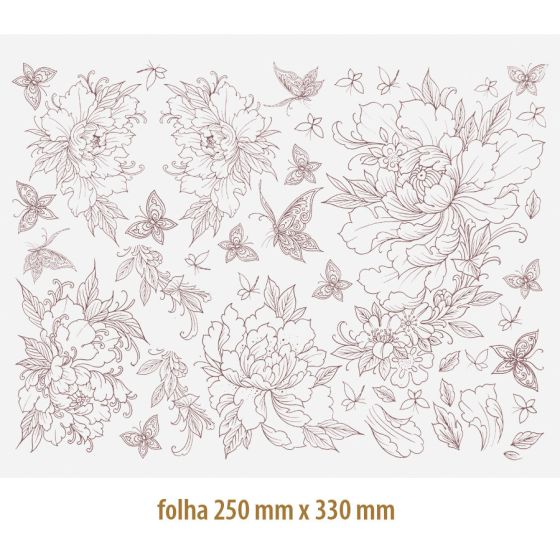 Decalque Contorno Peônias 01 1