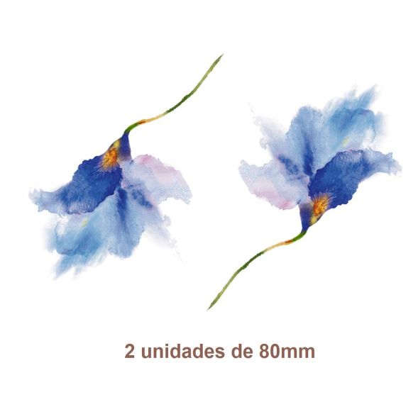 Watercolor Blue Flower - 80mm 1