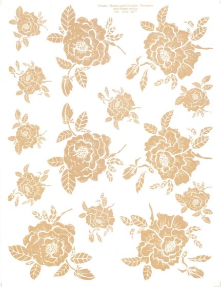 Rosas Lustre Dourado - Porcelana 1