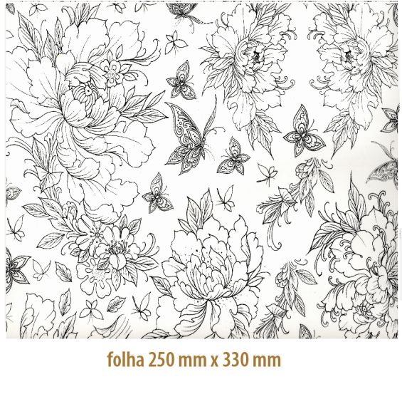 Decalque Contorno Peônias 01 Preto - Vidro 1