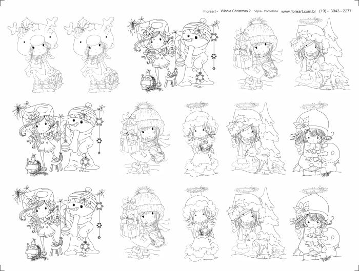 Decalque Contorno Winnie Christmas 2 - Sépia 1