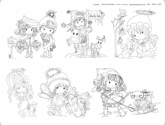 Decalque Contorno Winnie Christmas 4 - Sépia 1
