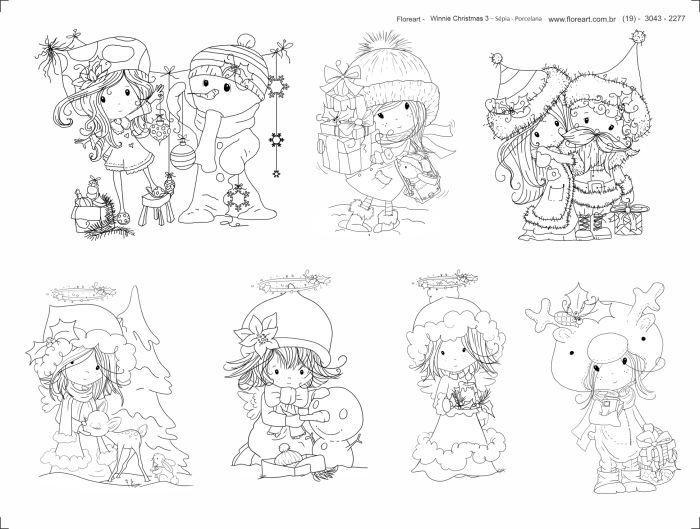 Decalque Contorno Winnie Christmas 3 - Sépia 1