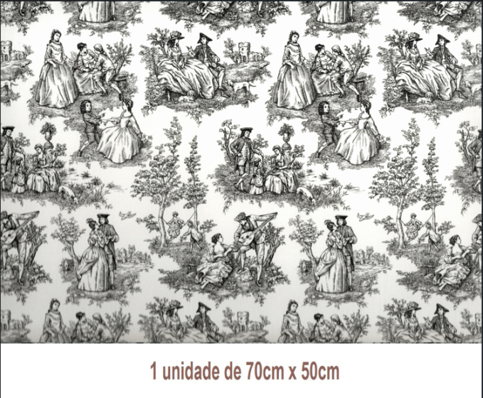 Tapete - Toile de Jouy Preto (70x50cm) 1
