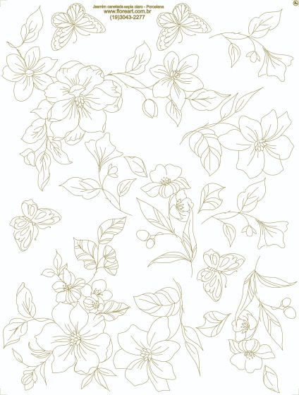Decalque Contorno Jasmin - Canetado Sépia Claro 1