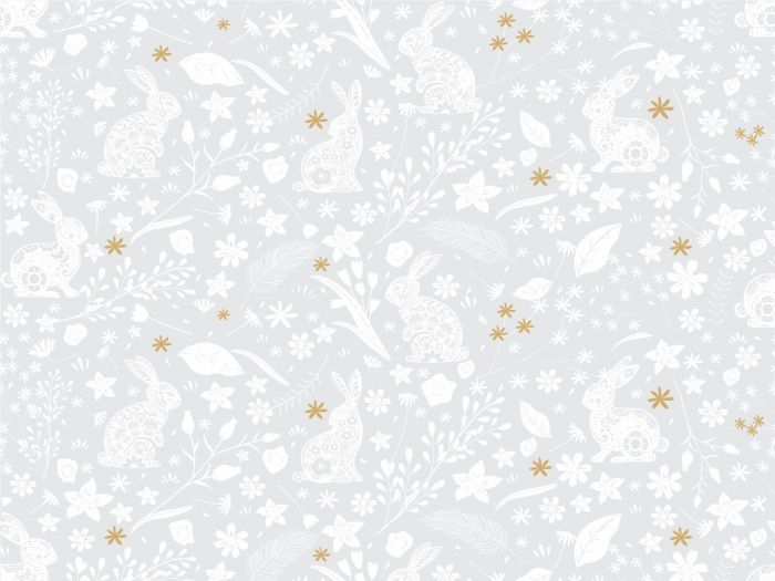 Coelho Branco e Metalizado Dourado - Vidro 1